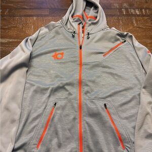 Nike KD Gray and Orange Therma-Fit Full Zip Hoodie